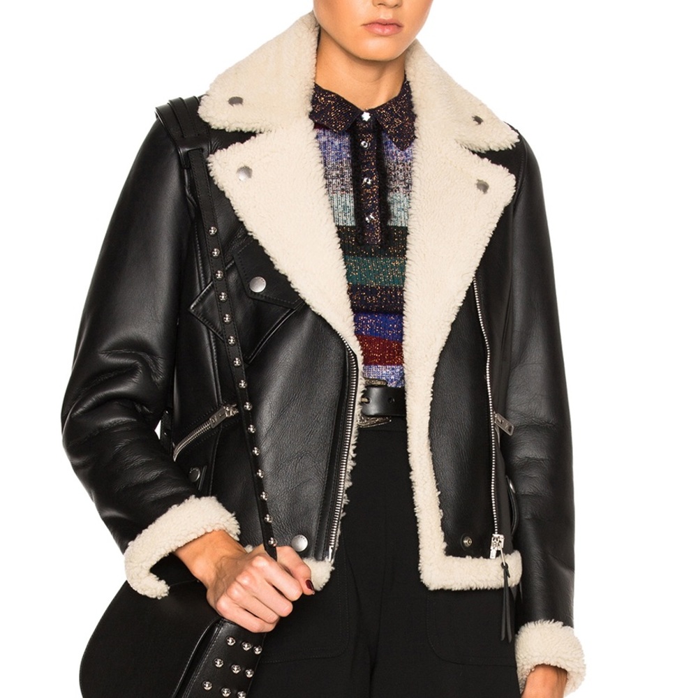 Coach leather and shearling biker jacket